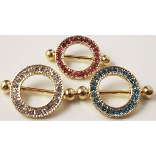 2piece 316L Surgical Steel Sexy Crystal Round Mamilo Rings Nipple Ring Barbell Body Piercing Jewelry Love Nipple Bar ring Women