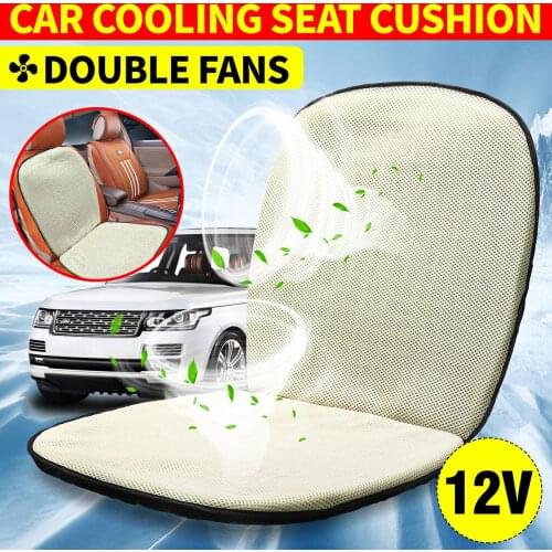 3D Cooling Fan Front Car Seat Cushion Double Fans Cooling Seat Cover 12V/24V Car Ventilation Cushion Summer Air Cooler Chair Pad