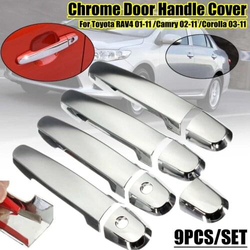9PCS/set Chrome Car Door Handle Covers Exterior Parts For Toyota Camry Corolla RAV4 2001-2011