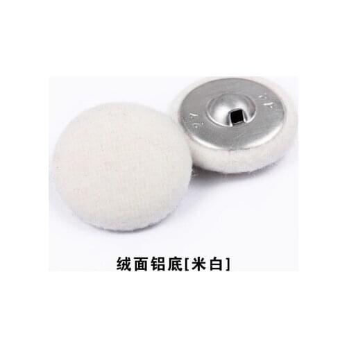 Free shipping 30pcs/lot beige white suede cover aluminum bottom button coat female cotton cloth covered buttons 28mm 38mm
