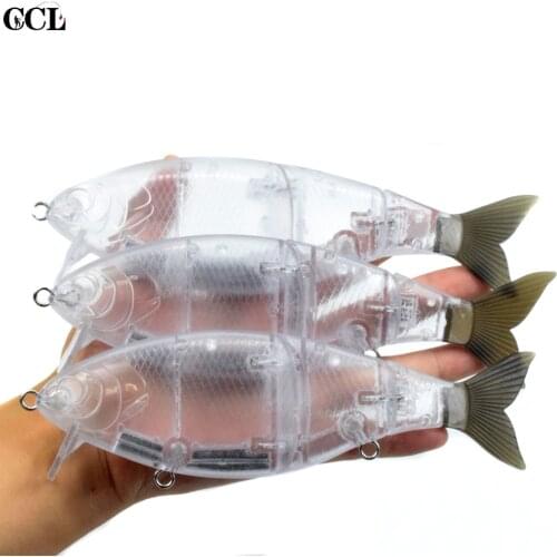 CCLTBA Topwater Wobbler Swimbait Fishing Lure 18.5cm 60g 3 Segment Unpainted Jointed Bait Blank Shad Float Metal Link Soft Tail
