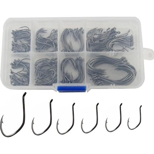 Hyaena 180pcs/Box Sharpened Sport Circle Hook Cat Fish Catfish Fishing Hooks Black Fishhook High Carbon Steel