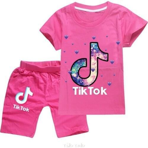 Tik Tok Girls clothing set kids Summer Baby T shirt Panties Baby Boy casual sport outfit children Anime Clothes
