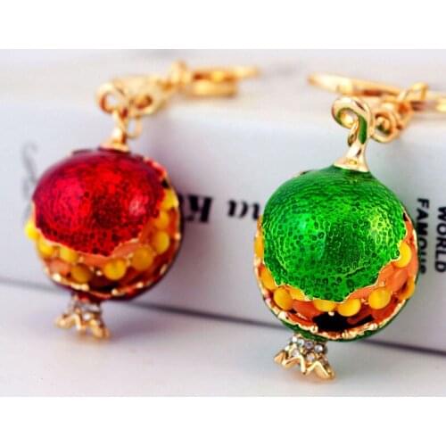 Creative pendant opal pomegranate car keychain metal pendant fruit key chain small gift female bag accessories Keyholder Trinket