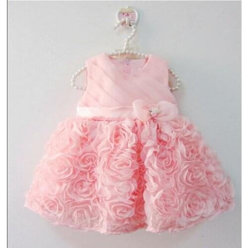 Hot petal Lace baby girls wedding dress christening cake dresses for party occasion kids 1 year baby girl birthday dresses