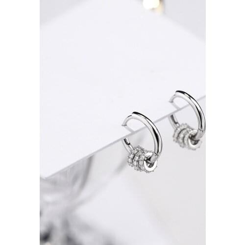 Cute Female Small Round Metal Earrings Sterling Silver Hoop Earrings For Women Vintage Bridal Wedding Earrings