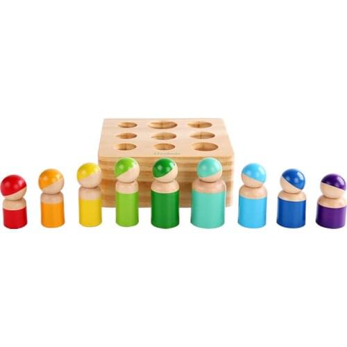 Montessori Socket Cylinder Children Kindergarten Early Education Hand-eye Coordination Building Block Toy