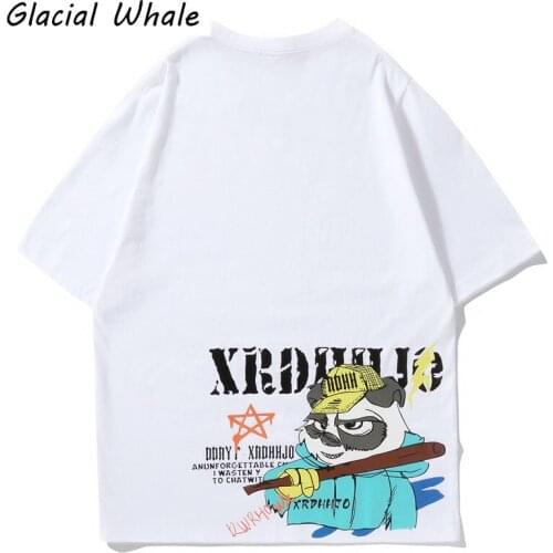 GlacialWhale Mens T-shirt Men 2021 Summer Top Panda Print T-shirts Streetwear Harajuku Plus Size White Casual T Shirt For Mens