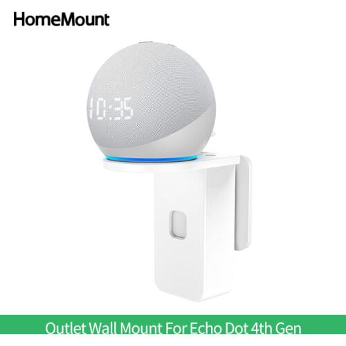 HomeMount Wall Mount Holder Bracket for Alexa Echo Dot 4 Generation Outlet Hanger Household Smart Speaker Stand Hide Messy Wires
