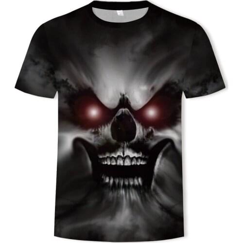 2021 summer new style 3D printing T-shirt, skull anime graphic T-shirt, fashionable ○ collar T-shirt