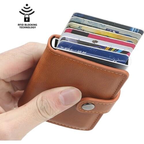 New Mens Card Holder Rfid Automatic Bomb Card Bank Card Holder Metal Aluminum Shell Anti-magnetic Card Holder