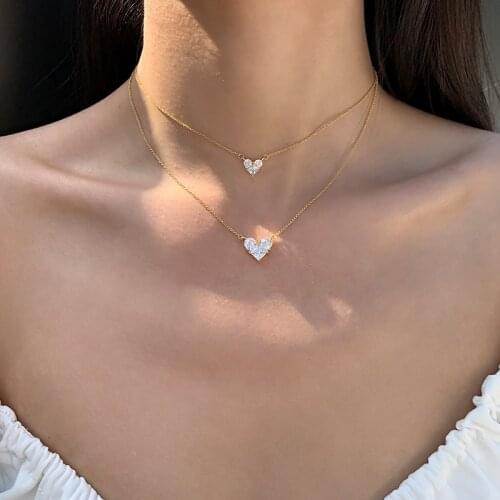 New 925 Sterling Silver Elegant Trendy Heart-shaped Necklace AAA Shiny Zircon Choker Gift For Women Fine Jewelry NK058