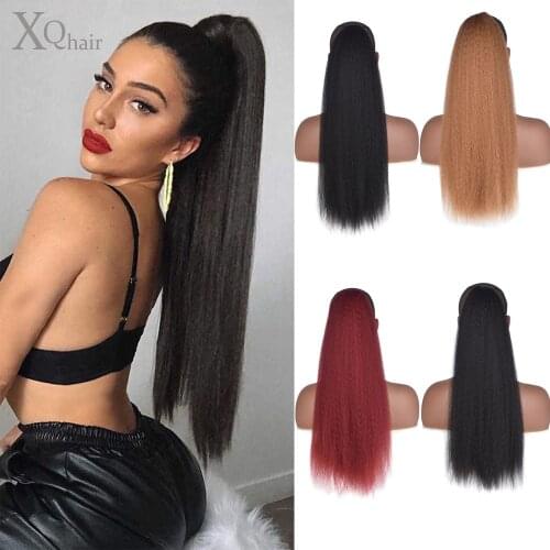 Yaki Kinky Curly Hair Ponytail Adjustable Band Wig Womens Comb Synthetic Ponytail Wig Extension Daily Wig