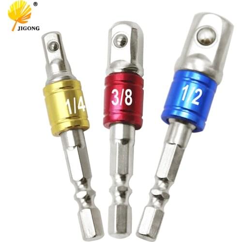 Chrome Vanadium Steel Socket Adapter Hex Shank to 1/4" 3/8" 1/2" Extension Drill Bits Driver Electrical Drilling Heads