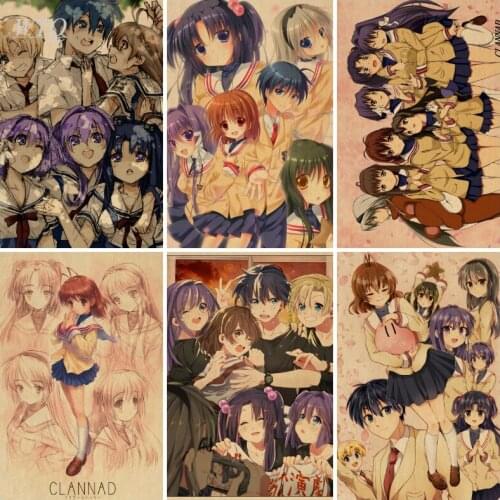 Retro Poster Japan Anime Clannad Anime Posters Wall Decor Posters Home Decor Wall Art Canvas Painting Photos for Childrens Room