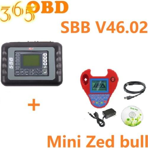 OBD2 SBB Auto key Programmer V46.02+ Mini Zed Bull Smart Zedbull Key Programmer No Tokens Limitation Support Multi-language