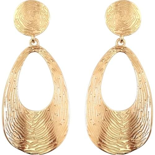 Hollowed Dsic Spirals Whorls Shell Textured Ellipse Clip Earrings No Piercing Big Round Circle Tear Water Drop Clip on Earrings