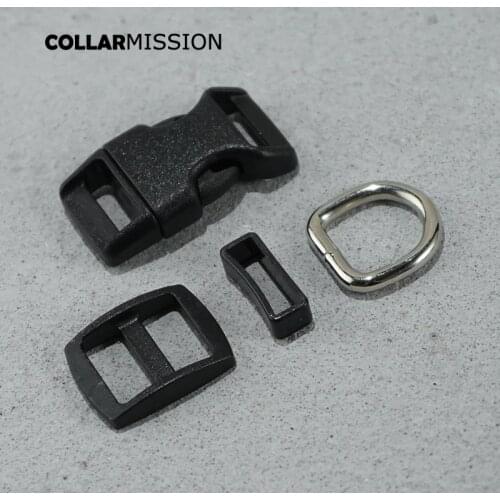 Retailing (plastic buckle+Tri-Glid+square keeper+D ring) DIY dog collar black 15mm webbing sewing accessory premium quality