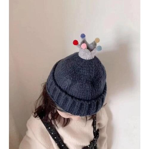 6M-4T Children Winter Hats Baby Kids Girl Solid Knitted Beanies Caps Crown Cap Thick Baby Boys Girls Winter Warm Hat