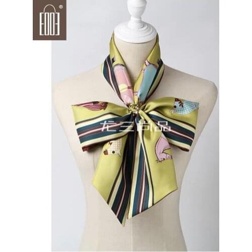 2018 new arrival autumn spring horse print double face 100% silk scarf 160*20 cm twill hand made roll shawl long scarf women