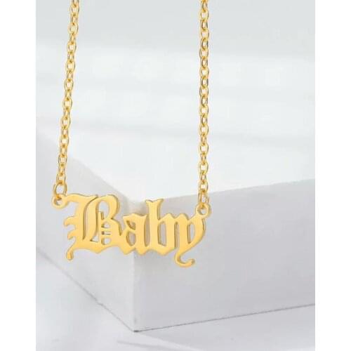 Old English Baby Necklace Baby Girl Necklace Princess Necklace Give Girlfriend Jewelry Gift