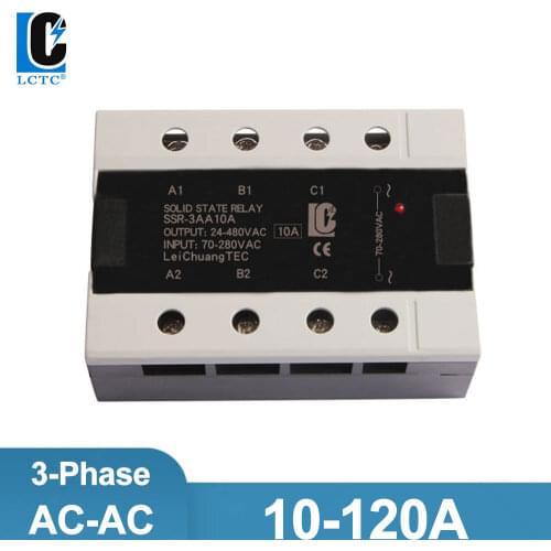 Three Phase Solid State Relay 10A-120A AC/AC 3 Phase SSR New