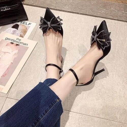 Cresfimix Women Fashion Black High Quality Buckle Strap Stiletto Heels for Office Ladies Classic Office Heels Party Shoes Mujer