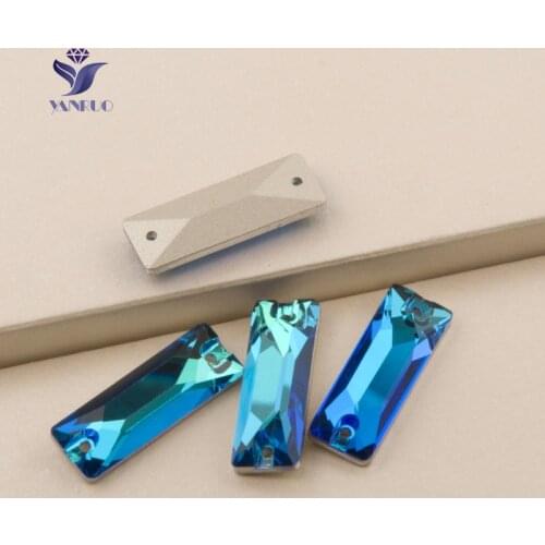 YANRUO 3255 Blue Zircon 6x18 9x26mm Flat back Sew On Stones Ancd Crystals Blue Rhinestones Stones For Clothes Jewelry