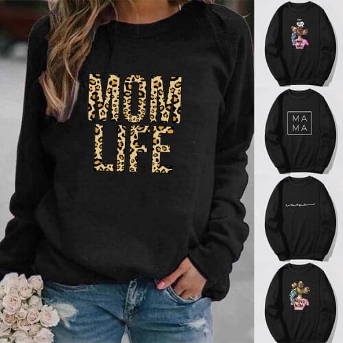 Leopard Mom Life Queen Print Fashion Women Harajuku Sweatshirt Long Sleeve Streetwear Graphic Hoodies Female Winter Pullovers
