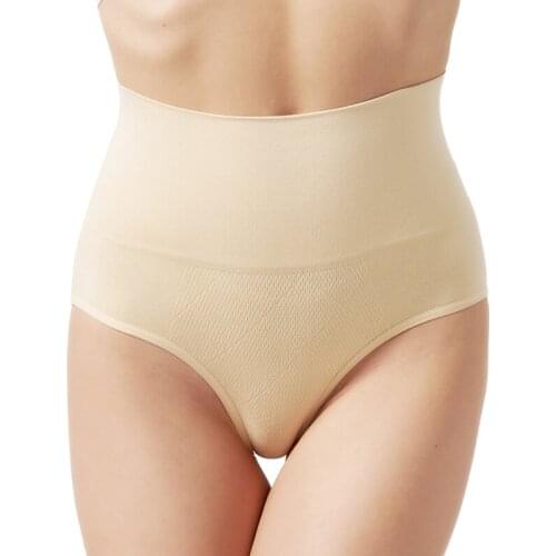 Women High Waist Body Shaping Briefs Seamless Solid Color Abdomen Pants Ladies Postpartum Non-Slip Large Size