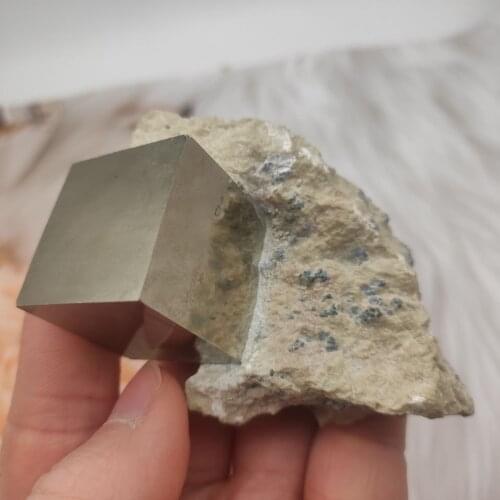 1pcs INCREDIBLE DISPLAY__LARGE Lusterous Pyrite Cubes on Matrix__Navajun Mine , Spain