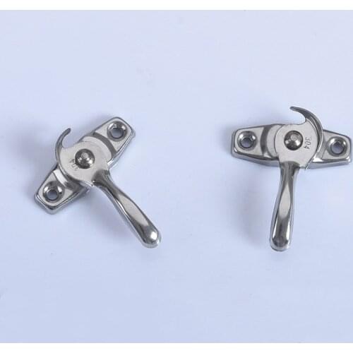 2pCS Stainless Steel Small Round Handle Crescent Lock Zinc Alloy Hook Lock Window Parts