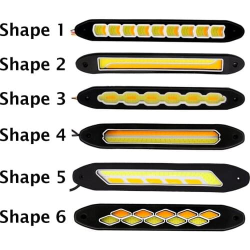 2pcs Square Bendable Led Daytime Running Light 100% Waterproof COB Fog Lights Flexible LED Car DRL Driving Turn Lamp White Amber