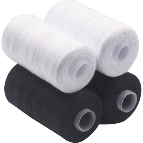 2pcs Polyester Sewing Machine Threads Strong and Durable White Black for Sewing Cloth and Clothes DIY Sewing Supplies