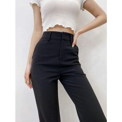 2021 Summer New Fashion with Thin High Waist Front Split Solid Color Casual Pants Floor Dragging Pants DLZK229