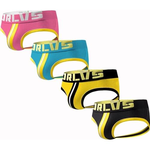 4PCS Men Underwear open back Sexy BOTTOMLESS BRIEF Cotton Men Brief Backless Buttocks cuecas Gay Jocks