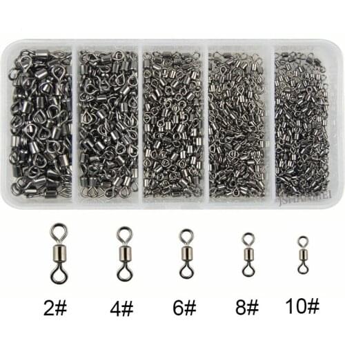 400pcs Rolling Fishing Connector brass Ball Bearing Rolling swivels with black nickel for fishing tackle