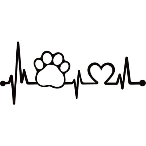 40705# Die-Cut Vinyl Decal Paw Heartbeat Lifeline Dog Car Sticker Waterproof Auto Decors on Car Body Bumper Rear Window