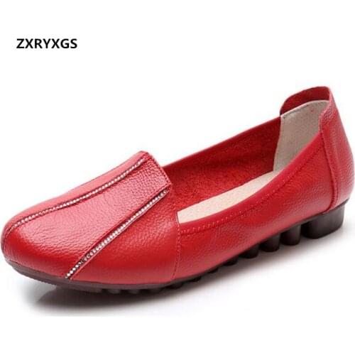 Promotion Top Soft Cowhide Leather Shoes Women Flat Shoes New Fashion Elegance Shoes Soft Sole Non-slip Comfort Casual Shoes