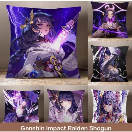 Anime Genshin Impact Raiden Shogun Cartoon Peach Skin Dakimakura Plush Stuffed Throw Pillow Bed Sofa Cushion Cosplay