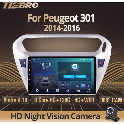 2DIN Android 10 Car Radio For Peugeot 301 2014-2016 Auto Radio Stereo Receiver GPS Navigation Car Multimedia Player NO 2DIN DVD