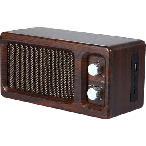 D60 Retro Home Wireless Wooden Bluetooth Speaker Desktop Computer Audio U Disk Card Function Solid Wood Speaker