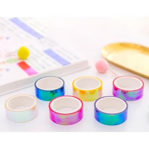 Glitter Rainbow Laser Washi Tape Stationery Scrapbooking Decorative Adhesive Tapes DIY Masking Tape