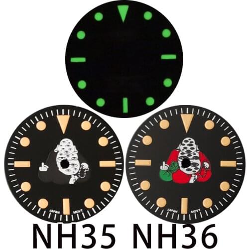 Watch Dial for NH35 NH36 Auto Movement Esfera de reloj Cadran de la montre Green luminous Zifferblatt Watch Parts Accessories
