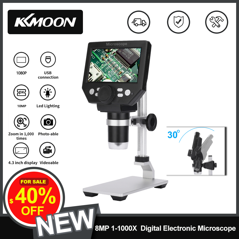 G1000 1000x 2.0MP USB Digital Electronic Microscope 4.3" Large Base LCD Display 8MP 1-1000X Continuous Amplification Magnifier