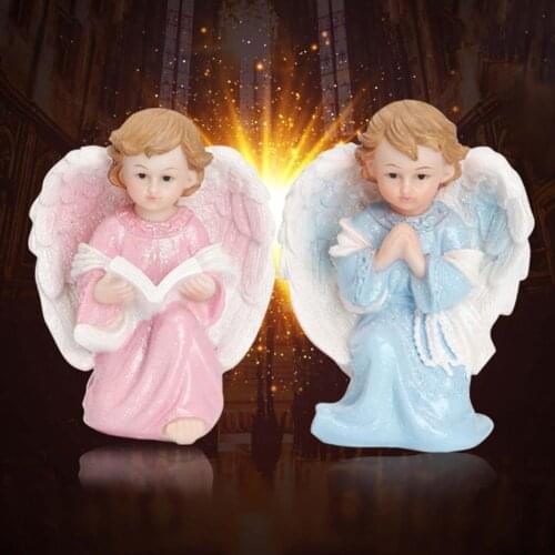 2Pcs Resin Angel Ornaments Meaningful Home Decoration Resin Angel Statue Desktop Decoration for Micro Landscape Home Decor