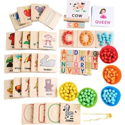 Kids Montessori Game Educational Learning Set Toys Letters Math Counting Beads Animal Words Fine Motor Training Toys For Age3-6