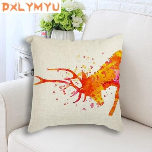 Couch cushion home decorative pillow watercolor animals zebra dinosaur linen cushion square pillowcase 45x45cm seat back cushion