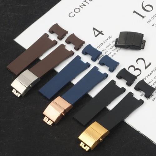 Quality! 22*20mm Black Brown Blue Waterproof Silicone Rubber Wrist Watchband Belt For Ulysse Nardin strap DIVER Bracelet tools