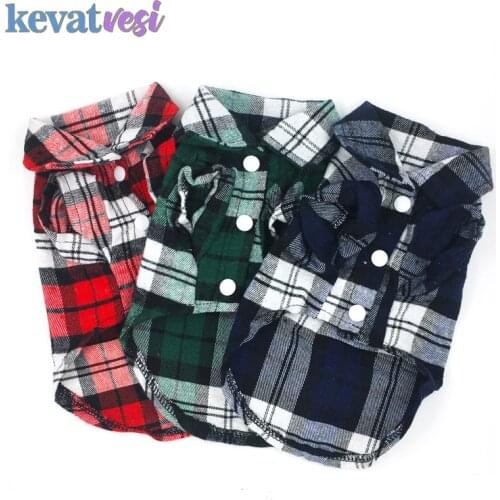Plaid Dog Shirt Summer Fashion Pet Puppy Clothes Breathable Leisure Dogs Clothing Bulldog Small Medium Dogs Pet Clothing